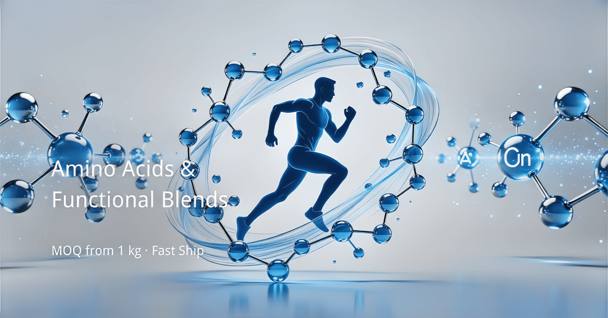 Amino acid ingredient supplier — BCAA, EAA, collagen peptides and creatine powder for sports nutrition brands, sourced from Esubio