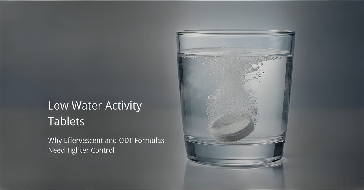 low water activity tablets effervescent dissolving in water