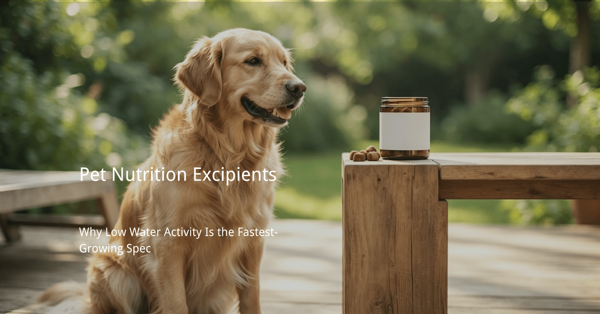 pet nutrition excipients in premium supplement product