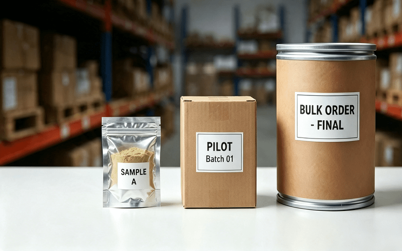China ingredient supplier sample to bulk order process