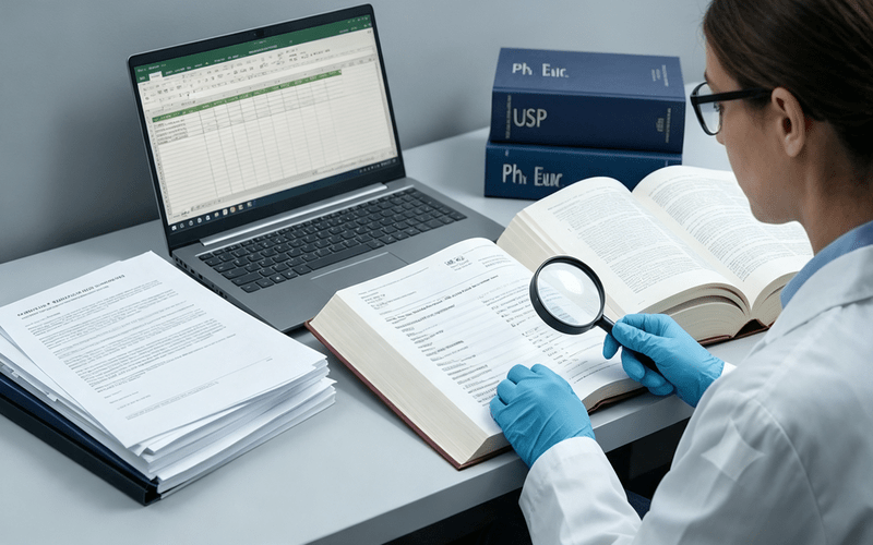pharmacopoeial grade ingredient supplier CoA documentation review