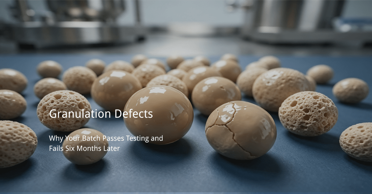 Granulation defects cover image showing case-hardened granules