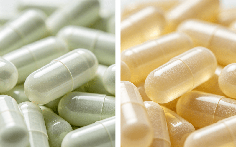 Comparison chart of vegetarian capsule shells versus gelatin capsules