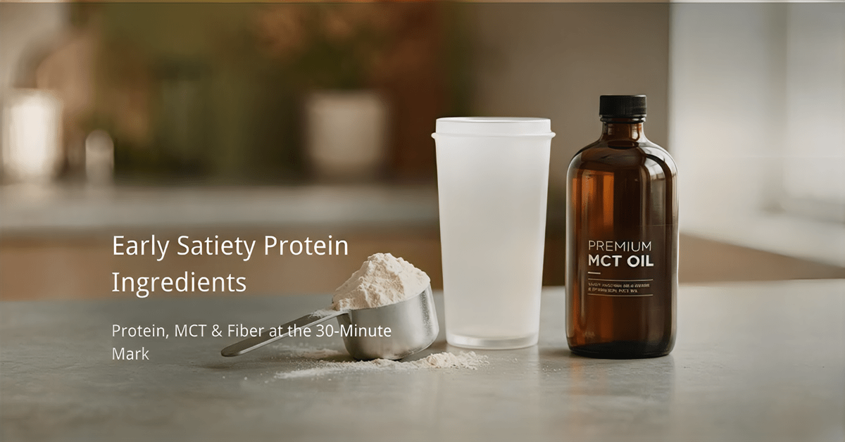 early satiety protein ingredients whey powder and MCT oil