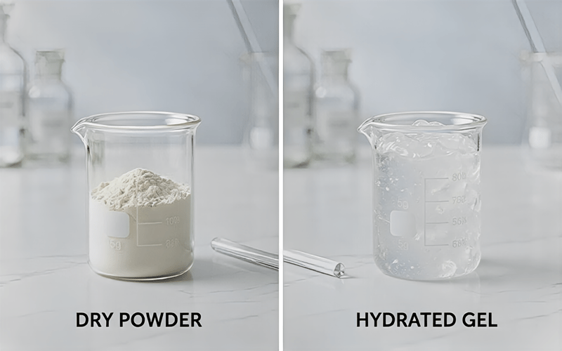 hydration and expansion of fast-onset satiety ingredients