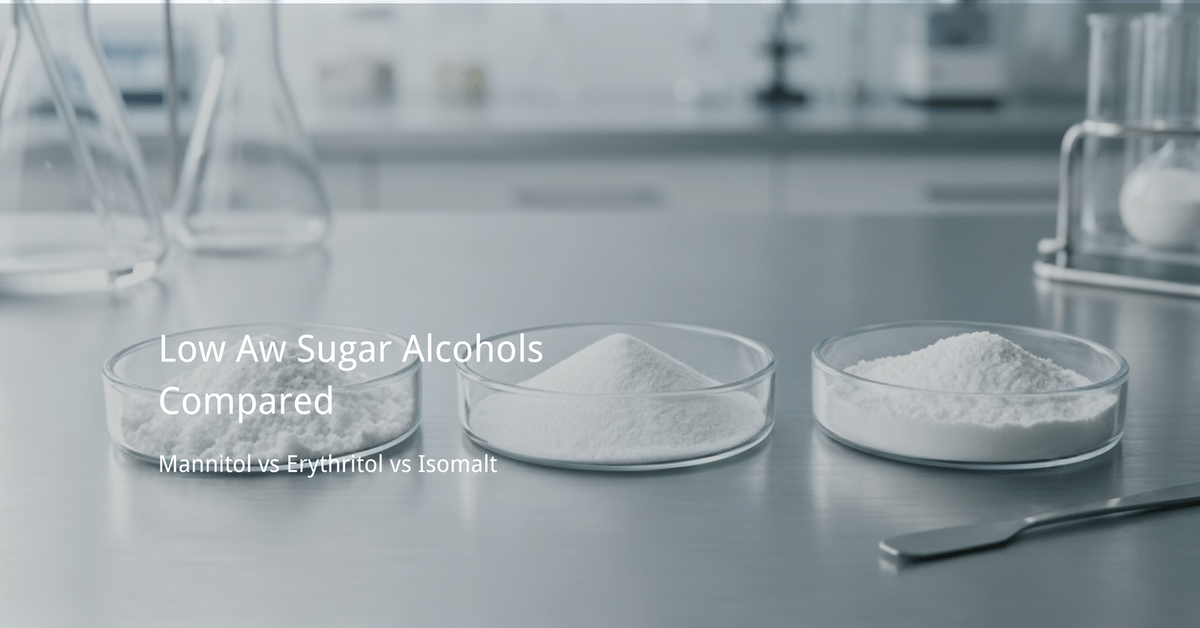 low Aw sugar alcohols mannitol erythritol isomalt comparison samples