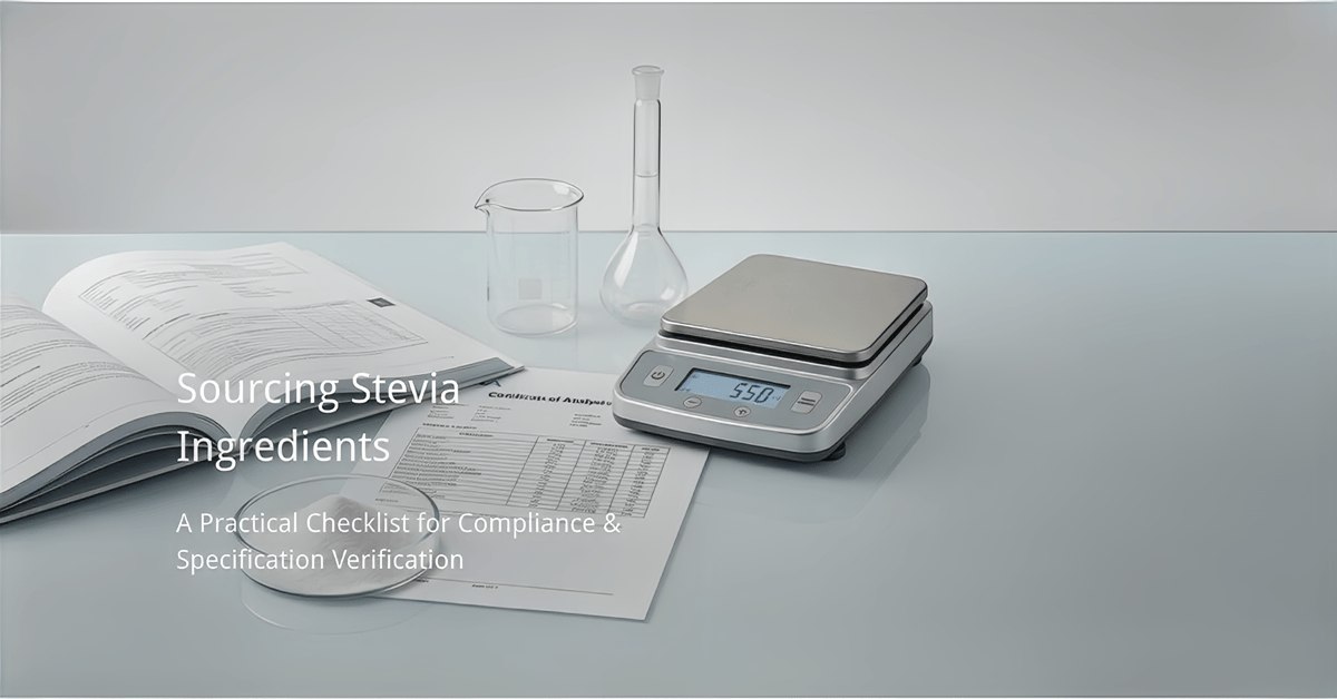 Sourcing stevia ingredients with specification and compliance verification