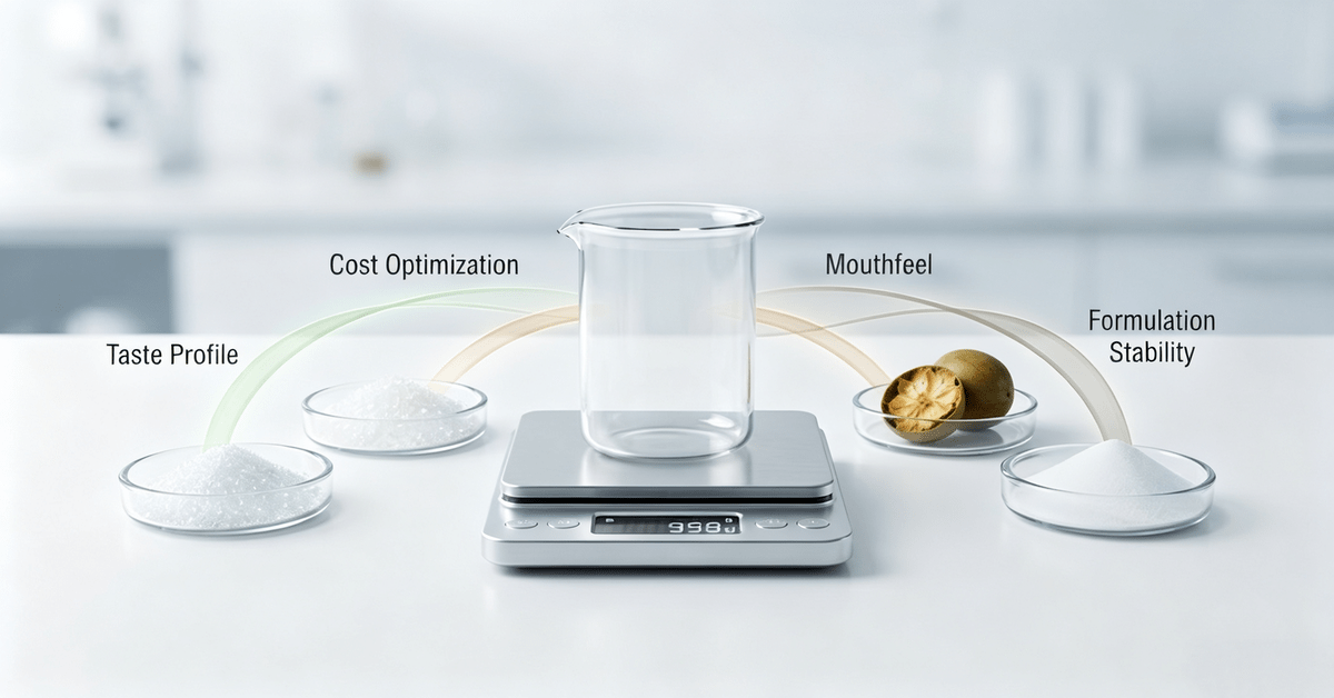Stevia blending strategies using stevia, erythritol, monk fruit and inulin