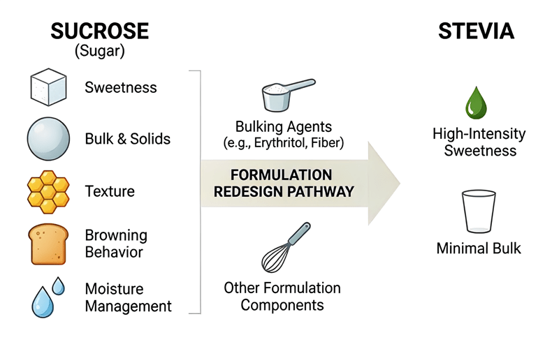 Sucrose replacement with stevia in bakery formulations