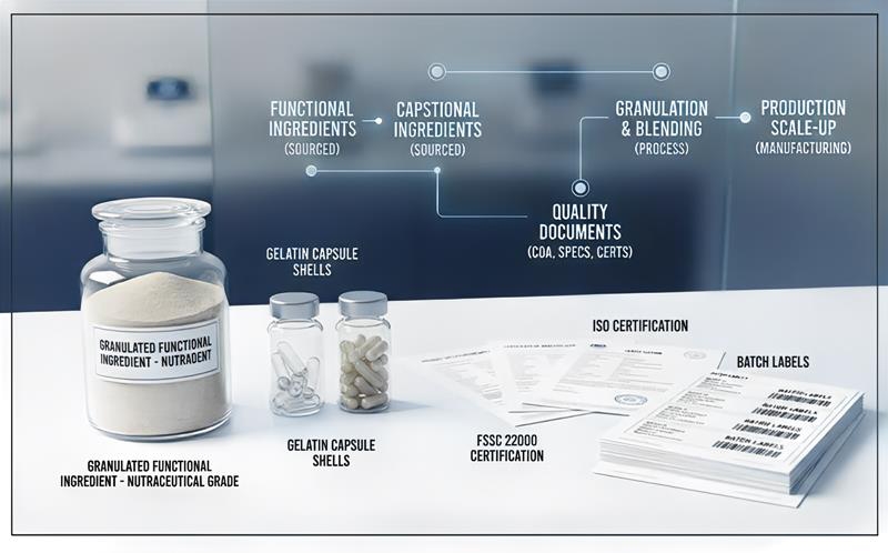 capsule shell and granulation supplier sourcing with COA and product specifications