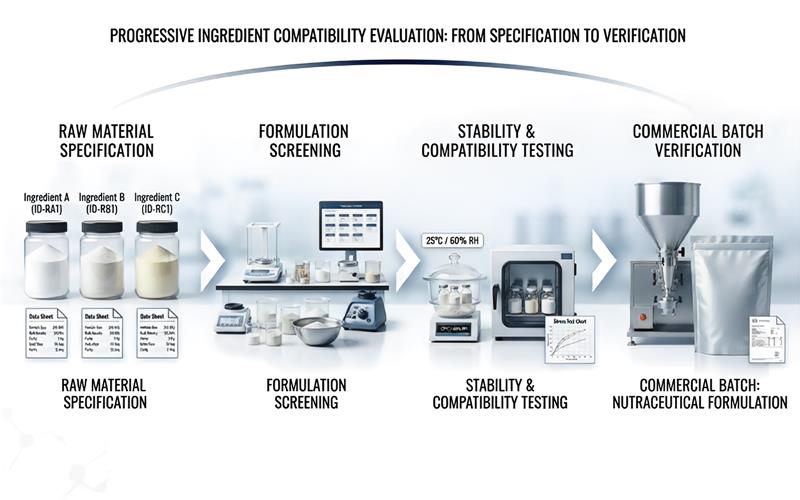 Ingredient Compatibility testing from raw material specification to commercial batch