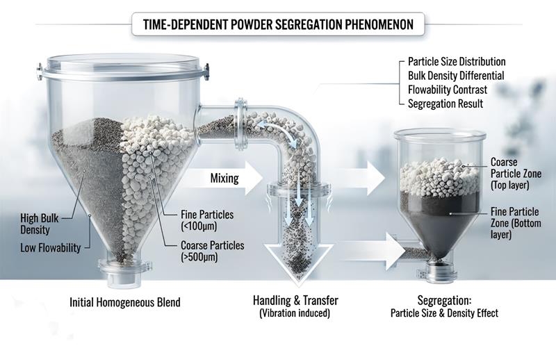 Ingredient Compatibility affected by particle size bulk density and powder segregation