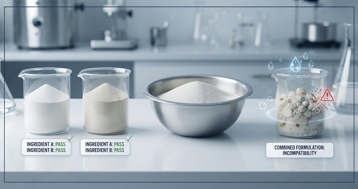 Ingredient Compatibility between individual raw materials and a formulation